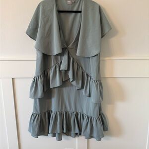 Elegant Ruffled Mini Dress in Sage